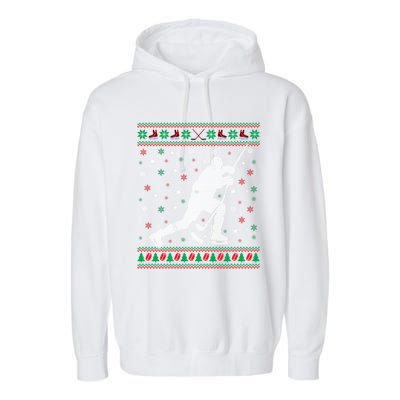 Funny Ugly Ice Hockey Christmas Tree Snowflakes Xmas Gift Garment-Dyed Fleece Hoodie