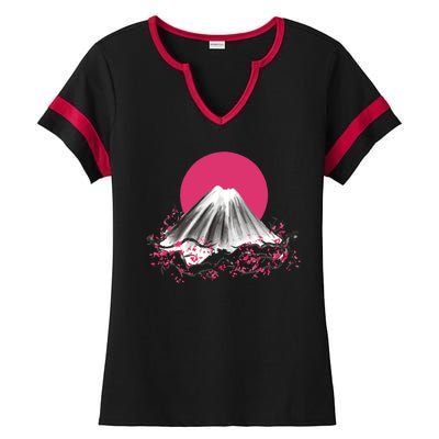 Fuji Mountain Japanese Nature Ladies Halftime Notch Neck Tee