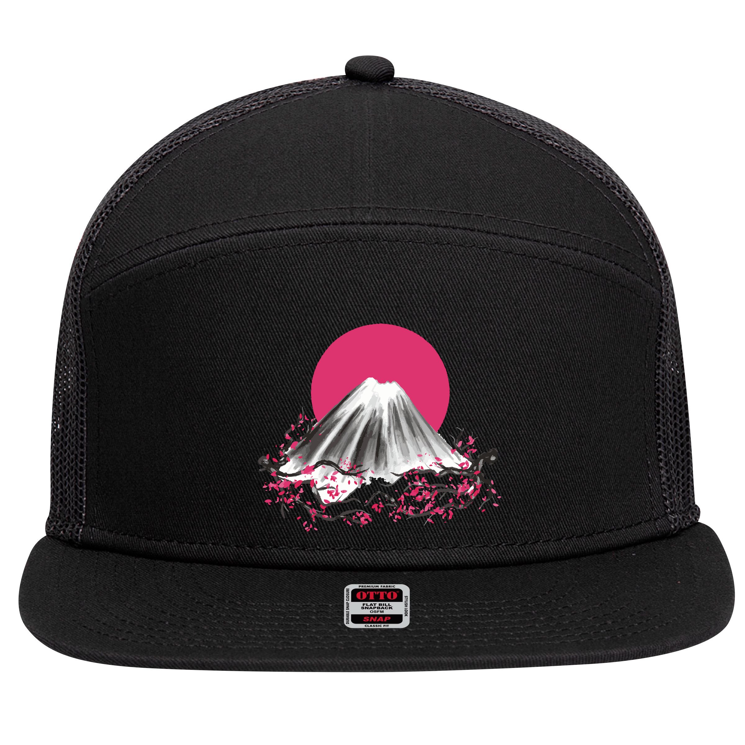 Fuji Mountain Japanese Nature 7 Panel Mesh Trucker Snapback Hat