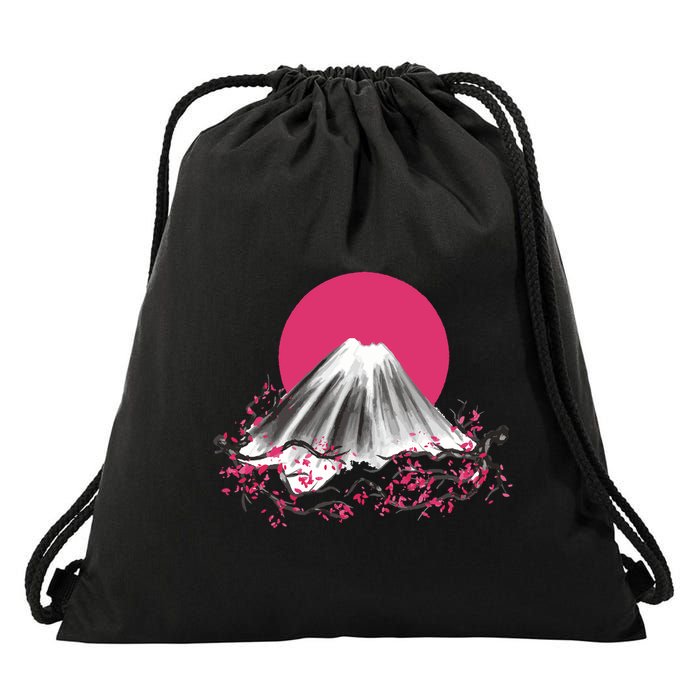 Fuji Mountain Japanese Nature Drawstring Bag