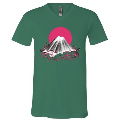 Fuji Mountain Japanese Nature V-Neck T-Shirt