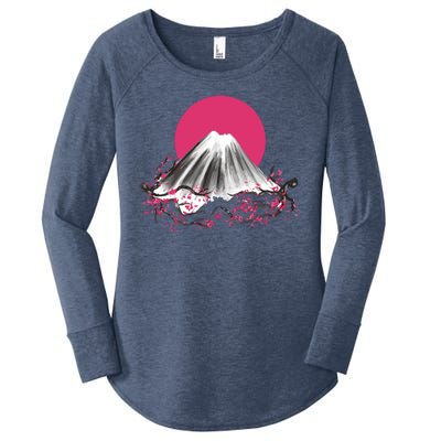 Fuji Mountain Japanese Nature Women's Perfect Tri Tunic Long Sleeve Shirt