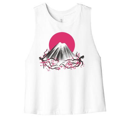 Fuji Mountain Japanese Nature Women's Racerback Cropped Tank