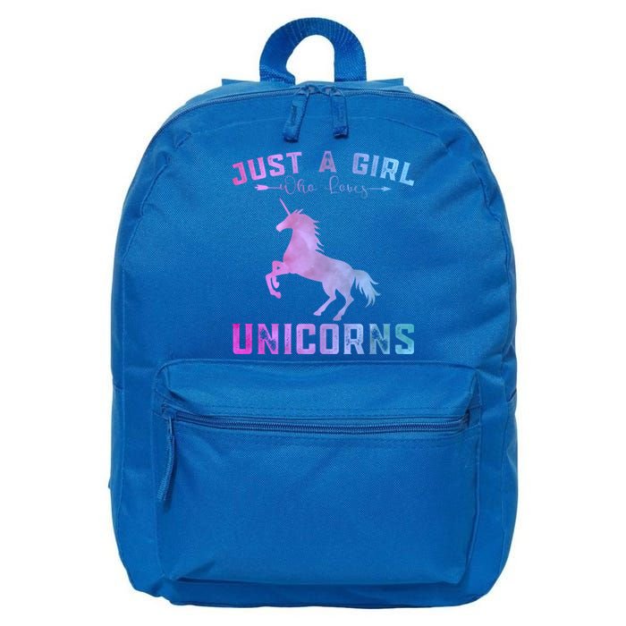 Funny Unicorns Lover Just A Who Loves Unicorns Great Gift 16 in Basic Backpack