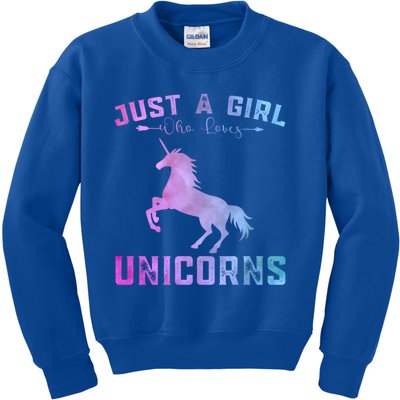 Funny Unicorns Lover Just A Who Loves Unicorns Great Gift Kids Sweatshirt