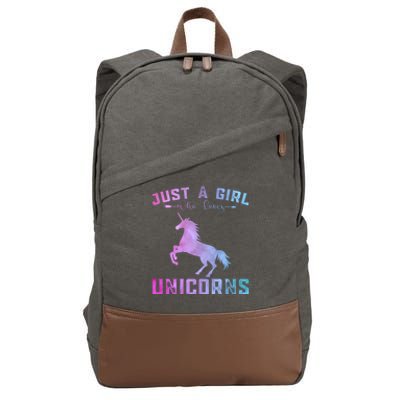 Funny Unicorns Lover Just A Who Loves Unicorns Great Gift Cotton Canvas Backpack