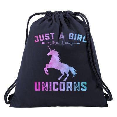 Funny Unicorns Lover Just A Who Loves Unicorns Great Gift Drawstring Bag