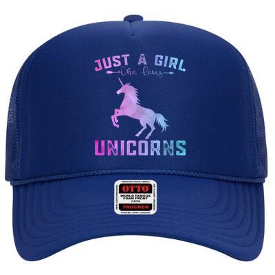 Funny Unicorns Lover Just A Who Loves Unicorns Great Gift High Crown Mesh Back Trucker Hat