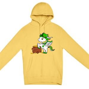 Funny Unicorn Leprechaun Hat St Patricks Day Gifts Girl Premium Pullover Hoodie