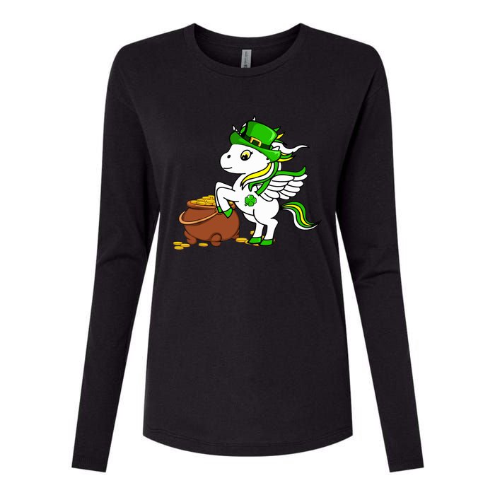 Funny Unicorn Leprechaun Hat St Patricks Day Gifts Girl Womens Cotton Relaxed Long Sleeve T-Shirt