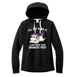 Funny Unicorn Lover Gift Cute Drama Queen Cute Gift Women's Fleece Hoodie