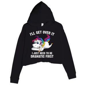 Funny Unicorn Lover Gift Cute Drama Queen Cute Gift Crop Fleece Hoodie