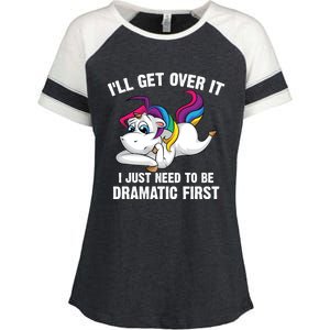 Funny Unicorn Lover Gift Cute Drama Queen Cute Gift Enza Ladies Jersey Colorblock Tee