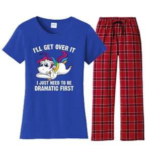 Funny Unicorn Lover Gift Cute Drama Queen Cute Gift Women's Flannel Pajama Set