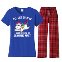 Funny Unicorn Lover Gift Cute Drama Queen Cute Gift Women's Flannel Pajama Set