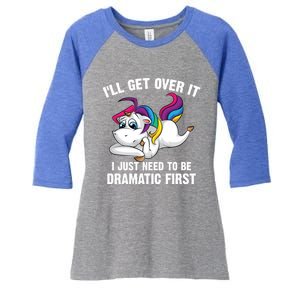 Funny Unicorn Lover Gift Cute Drama Queen Cute Gift Women's Tri-Blend 3/4-Sleeve Raglan Shirt