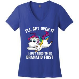 Funny Unicorn Lover Gift Cute Drama Queen Cute Gift Women's V-Neck T-Shirt