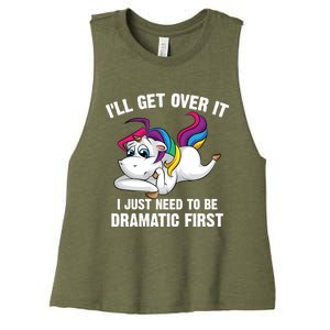 Funny Unicorn Lover Gift Cute Drama Queen Cute Gift Women's Racerback Cropped Tank