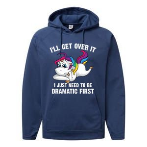 Funny Unicorn Lover Gift Cute Drama Queen Cute Gift Performance Fleece Hoodie