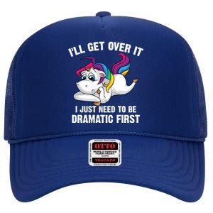 Funny Unicorn Lover Gift Cute Drama Queen Cute Gift High Crown Mesh Back Trucker Hat