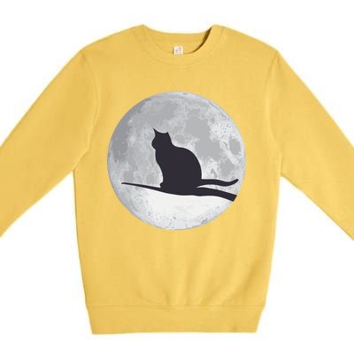 Full Moon Cat Silhouette Halloween Premium Crewneck Sweatshirt