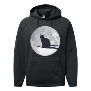 Full Moon Cat Silhouette Halloween Performance Fleece Hoodie