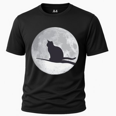 Full Moon Cat Silhouette Halloween Performance Shirt