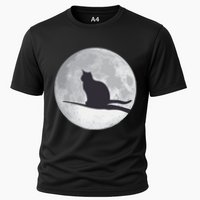 Full Moon Cat Silhouette Halloween Cooling Performance Crew T-Shirt