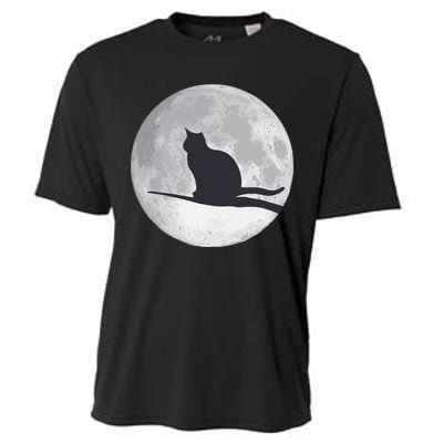 Full Moon Cat Silhouette Halloween Cooling Performance Crew T-Shirt