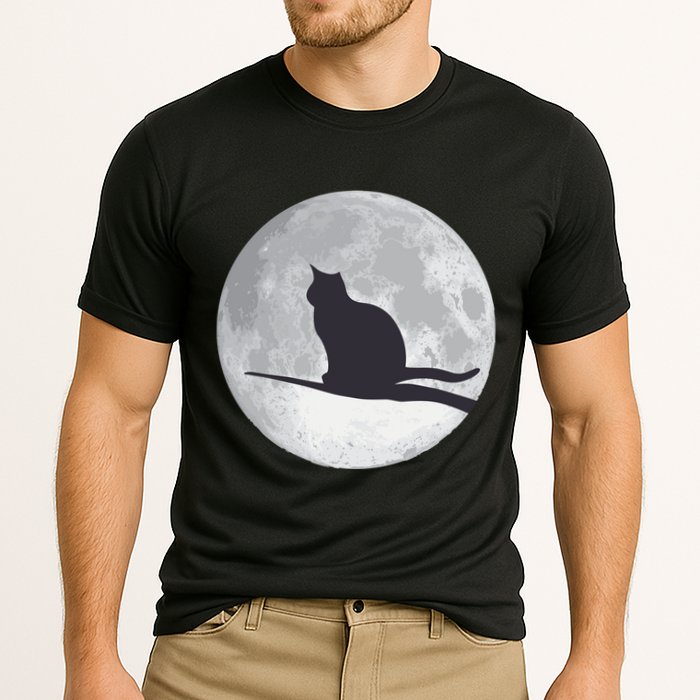 Full Moon Cat Silhouette Halloween Cooling Performance Crew T-Shirt