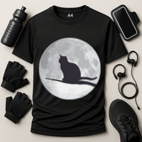 Full Moon Cat Silhouette Halloween Cooling Performance Crew T-Shirt