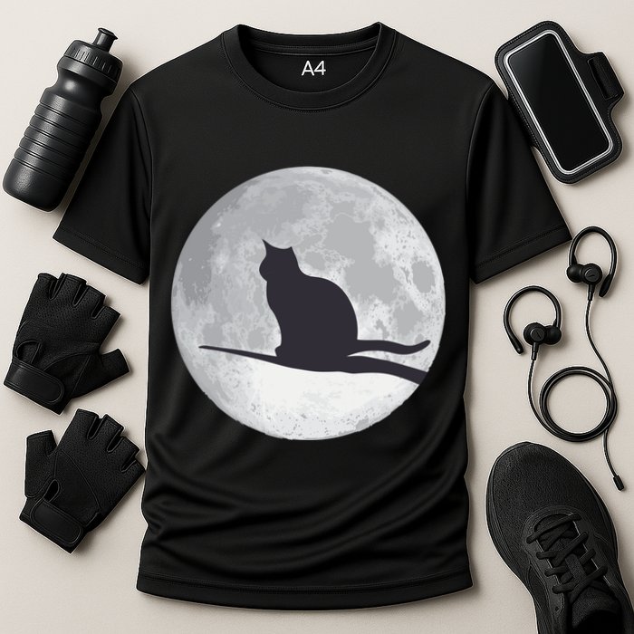 Full Moon Cat Silhouette Halloween Cooling Performance Crew T-Shirt