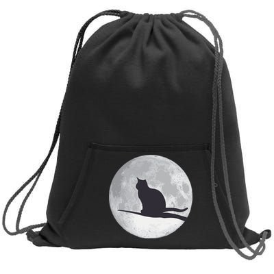 Full Moon Cat Silhouette Halloween Sweatshirt Cinch Pack Bag