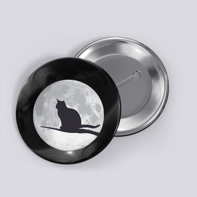 Full Moon Cat Silhouette Halloween Button
