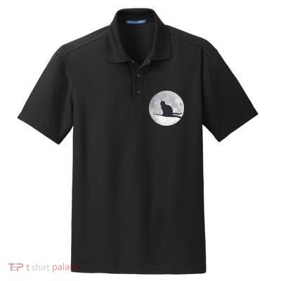 Full Moon Cat Silhouette Halloween Dry Zone Grid Polo