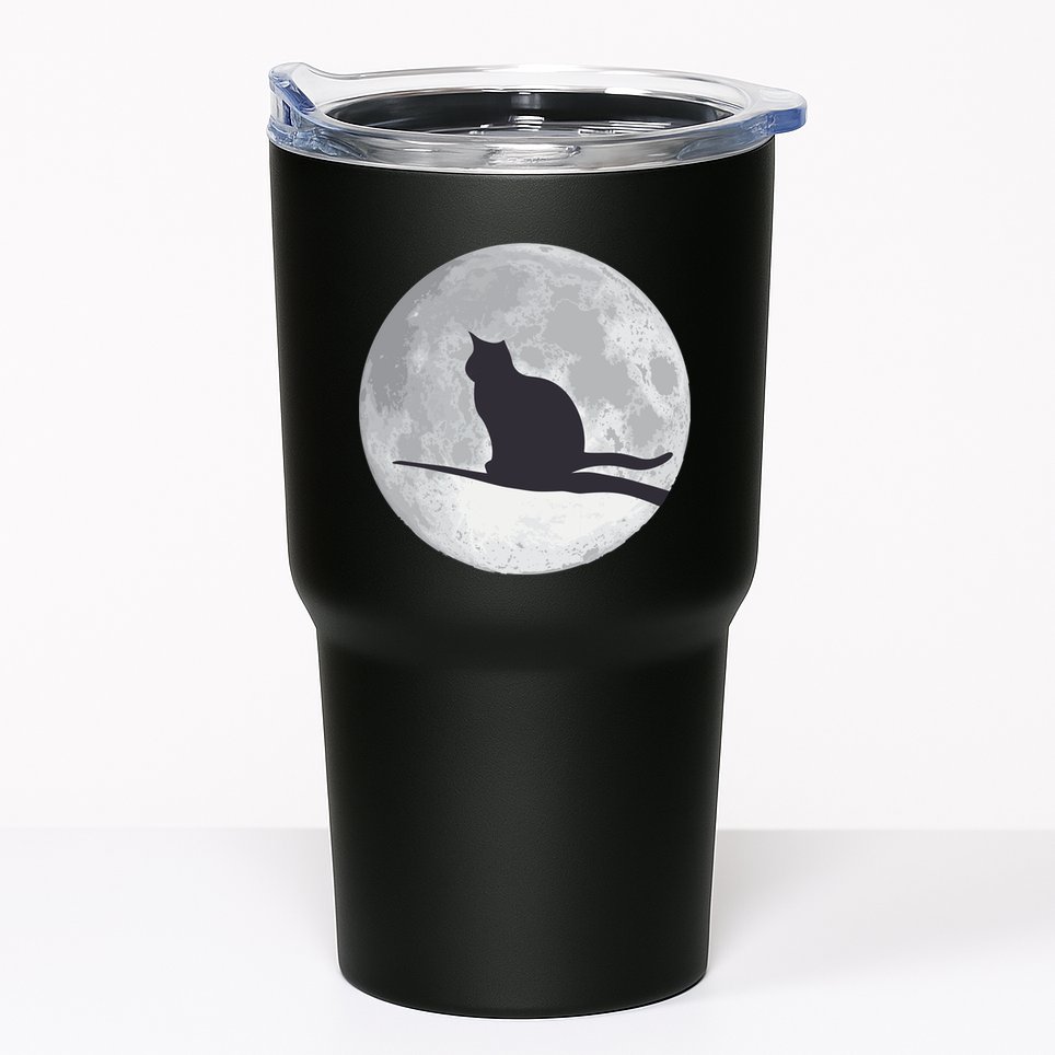Full Moon Cat Silhouette Halloween Tumbler