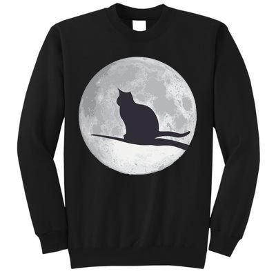 Full Moon Cat Silhouette Halloween Tall Sweatshirt