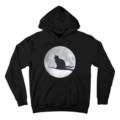 Full Moon Cat Silhouette Halloween Tall Hoodie