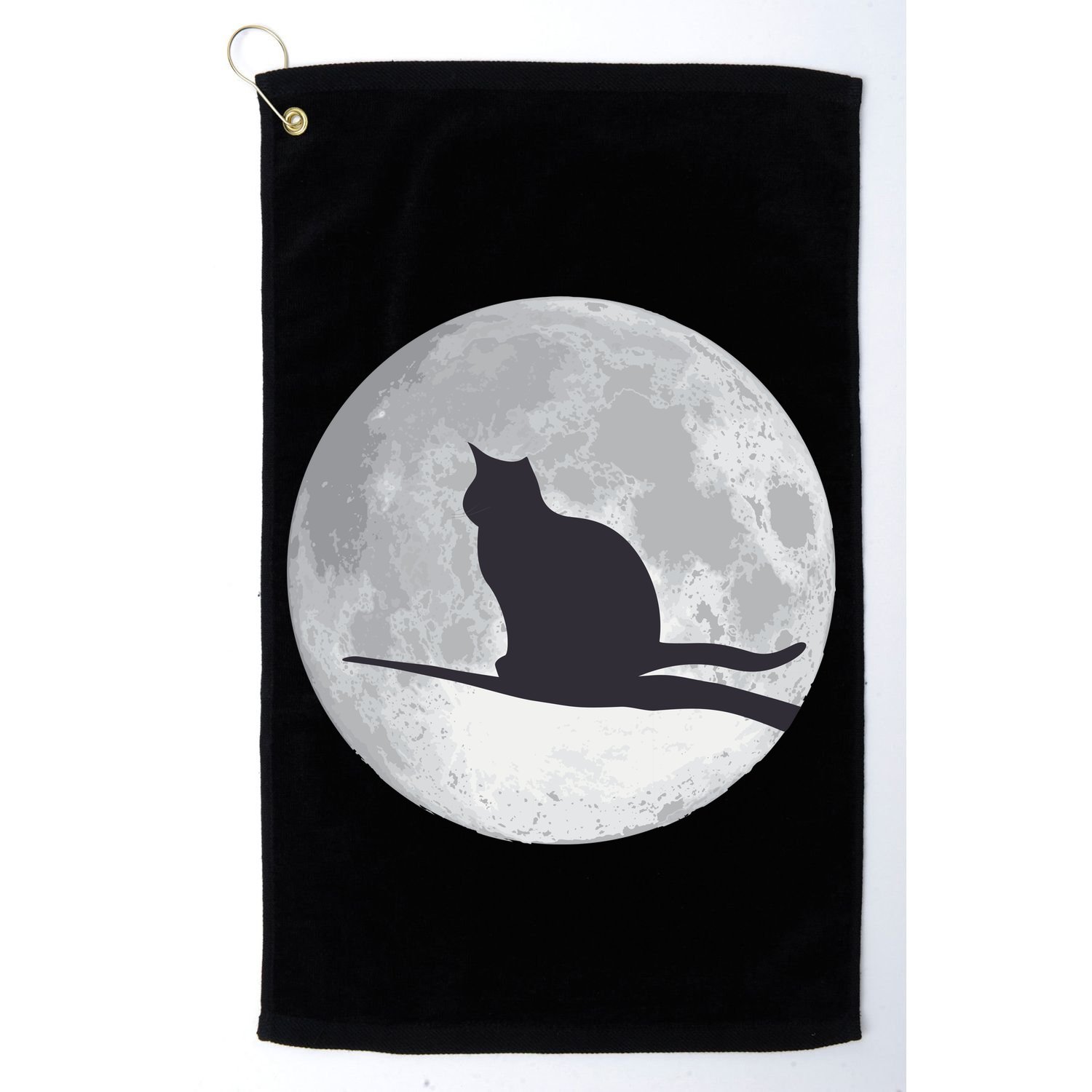 Full Moon Cat Silhouette Halloween Golf Towel