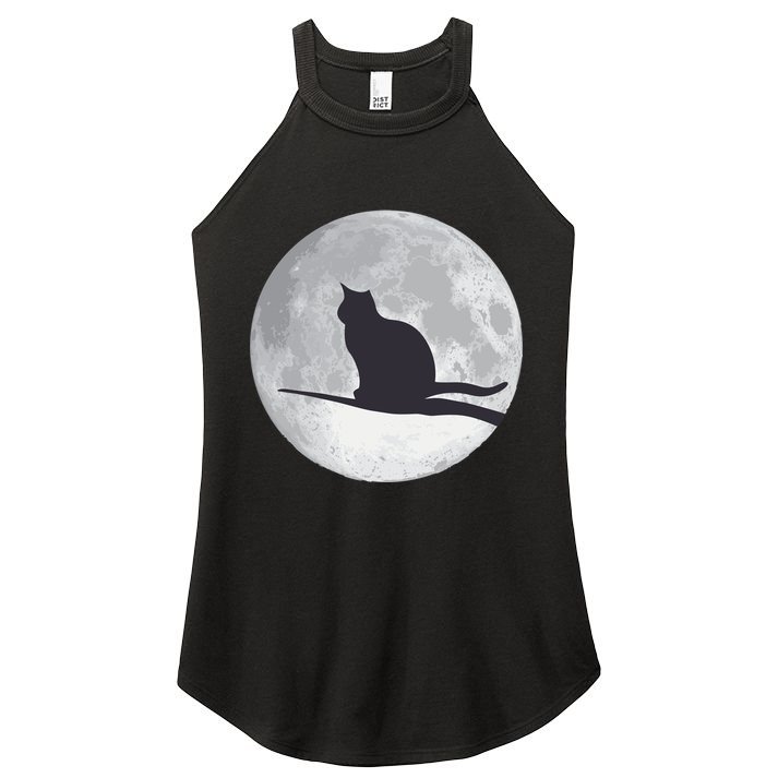 Full Moon Cat Silhouette Halloween Women's Perfect Tri Rocker Tank