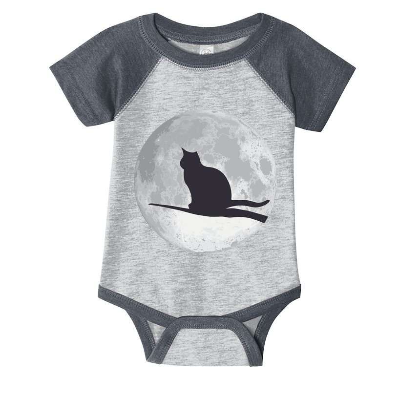 Full Moon Cat Silhouette Halloween Infant Baby Jersey Bodysuit
