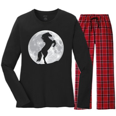 Full Moon Horse Women's Long Sleeve Flannel Pajama Set 