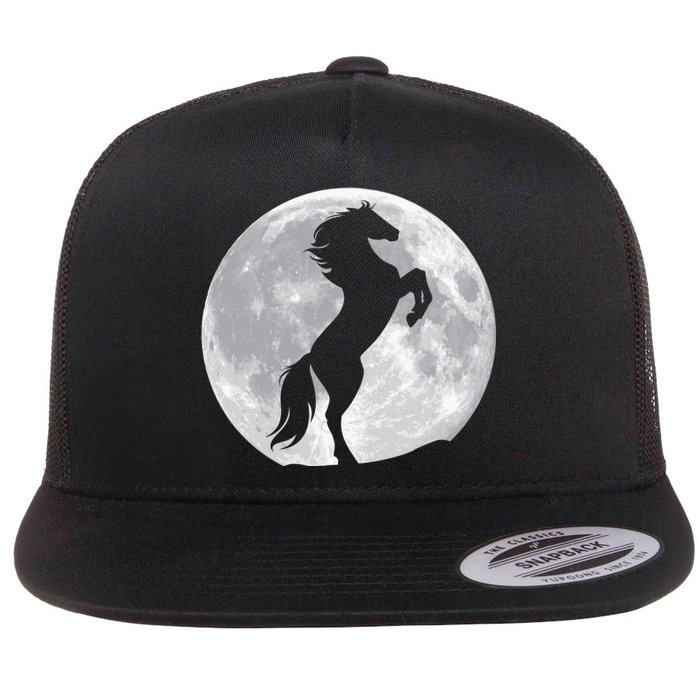 Full Moon Horse Flat Bill Trucker Hat