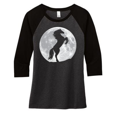 Full Moon Horse Women's Tri-Blend 3/4-Sleeve Raglan Shirt