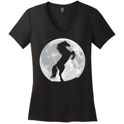 Full Moon Horse Women's V-Neck T-Shirt