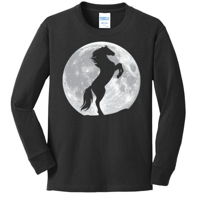 Full Moon Horse Kids Long Sleeve Shirt