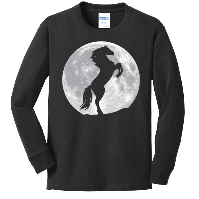 Full Moon Horse Kids Long Sleeve Shirt