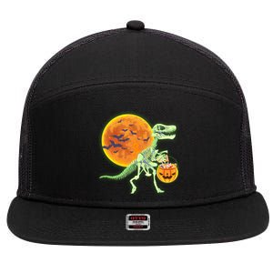 Full Moon T-Rex Dinosaur Skeleton Candy 7 Panel Mesh Trucker Snapback Hat