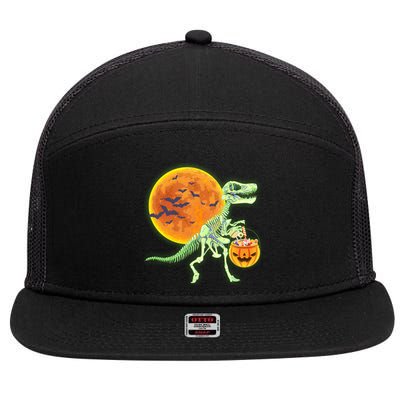 Full Moon T-Rex Dinosaur Skeleton Candy 7 Panel Mesh Trucker Snapback Hat