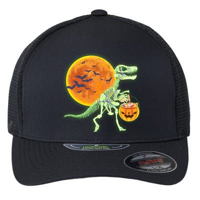 Full Moon T-Rex Dinosaur Skeleton Candy Flexfit Unipanel Trucker Cap